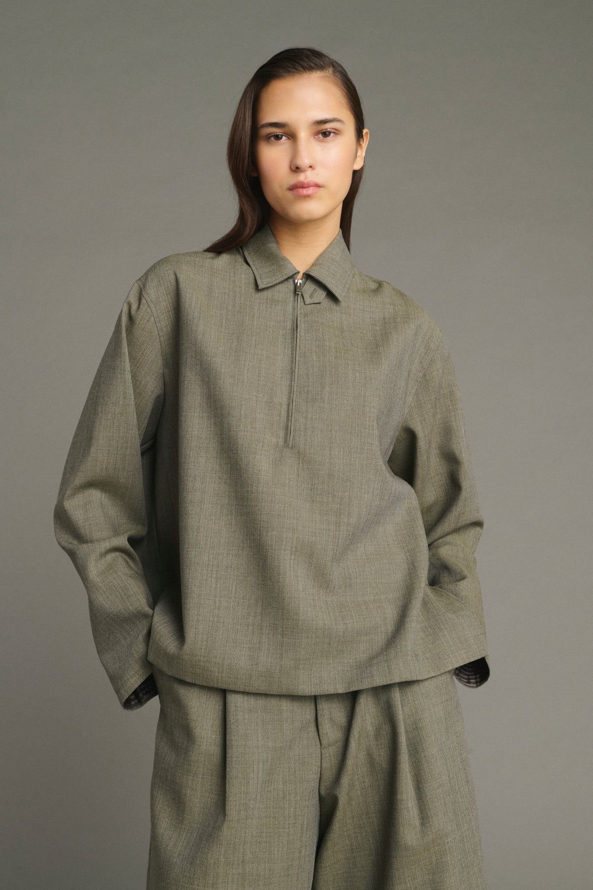 Jessie Blouse - Sage Green - Wool - Women vue 1