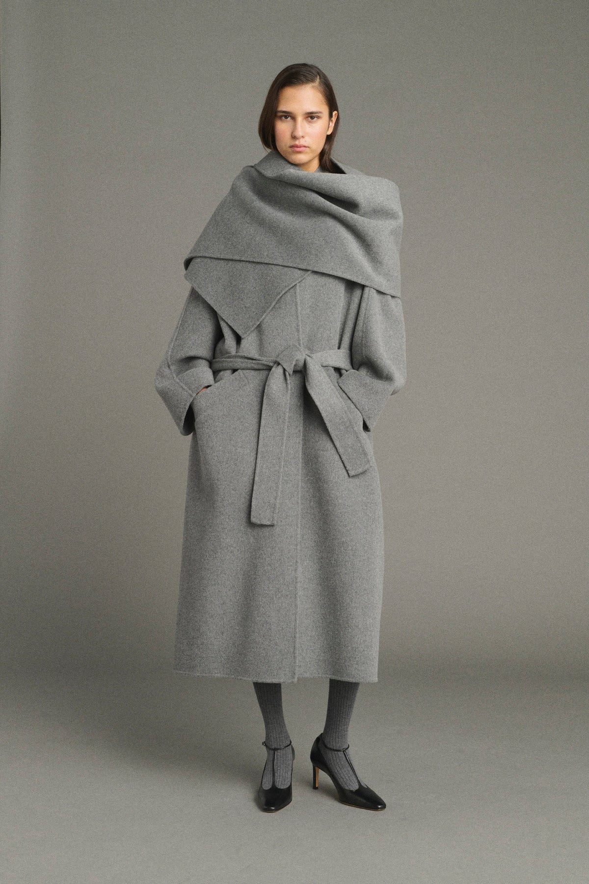 Lisette cape - Light Grey - Wool - Women