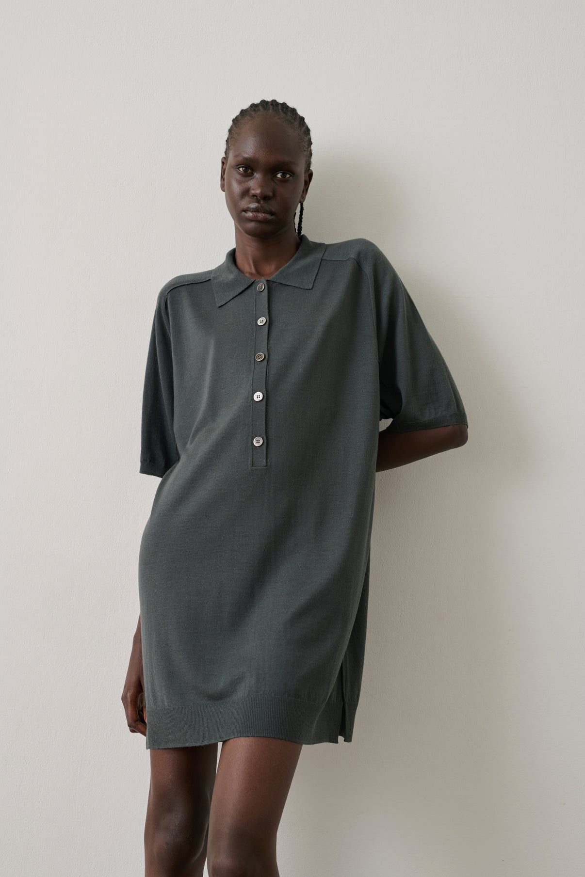 Robe Hilda - Gris/Bleu - Laine mérinos - Femme vue 3