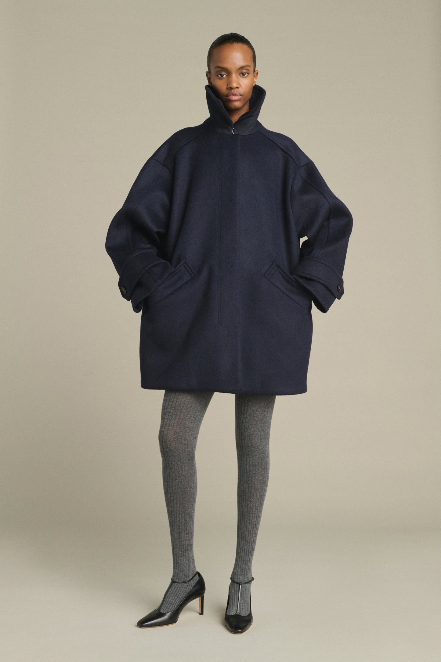 Kasper Coat - Dark Navy - Wool - Women