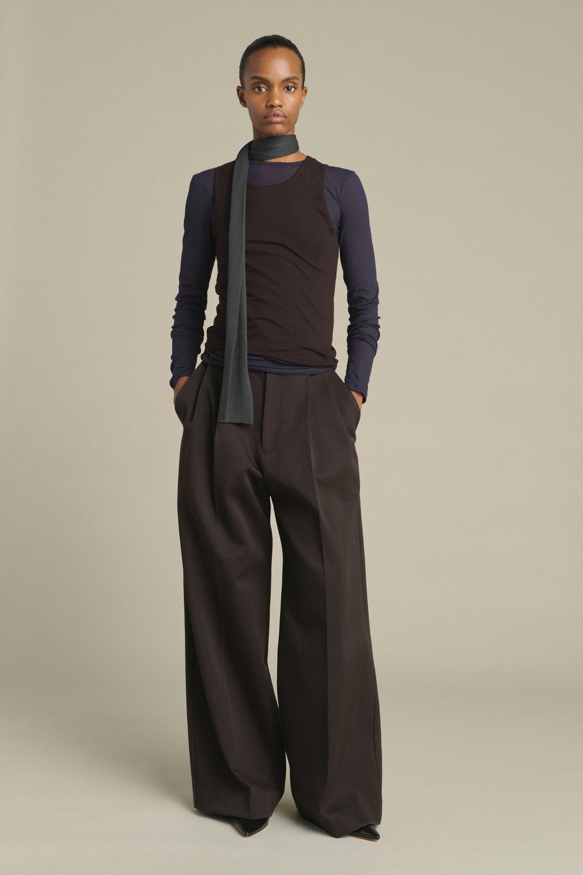 Kola Scarf - Anthracite Grey Cotton Jersey - Soeur vue 3