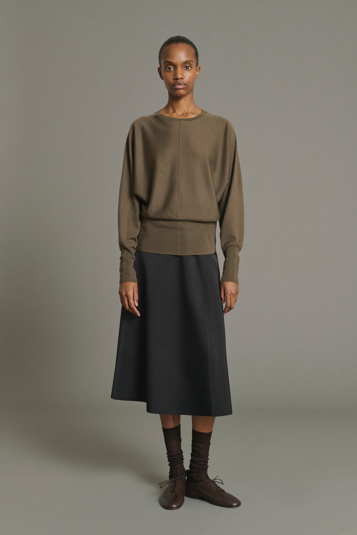 Lina Pullover - Khaki - Merino Wool - Women vue 1