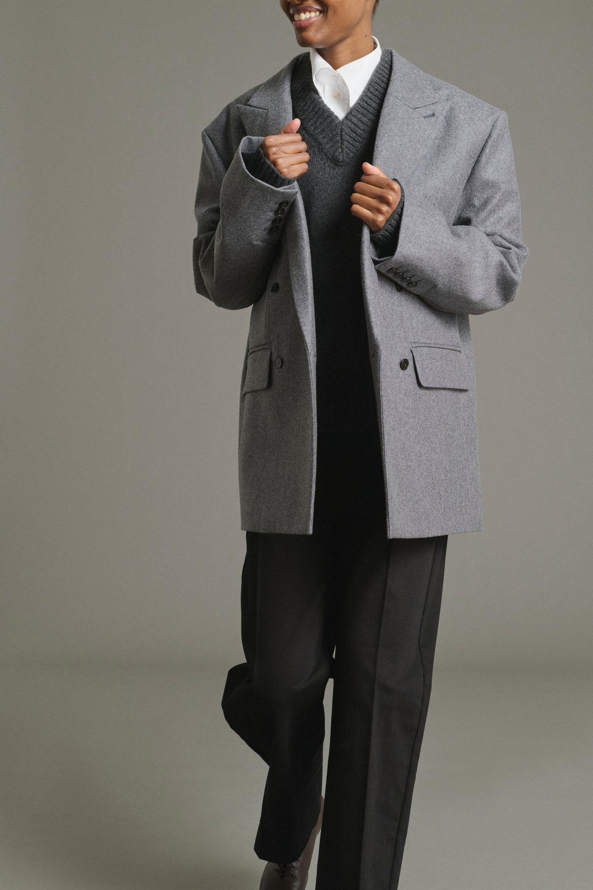 Helga jacket - Marl Grey - Wool - Women vue 5