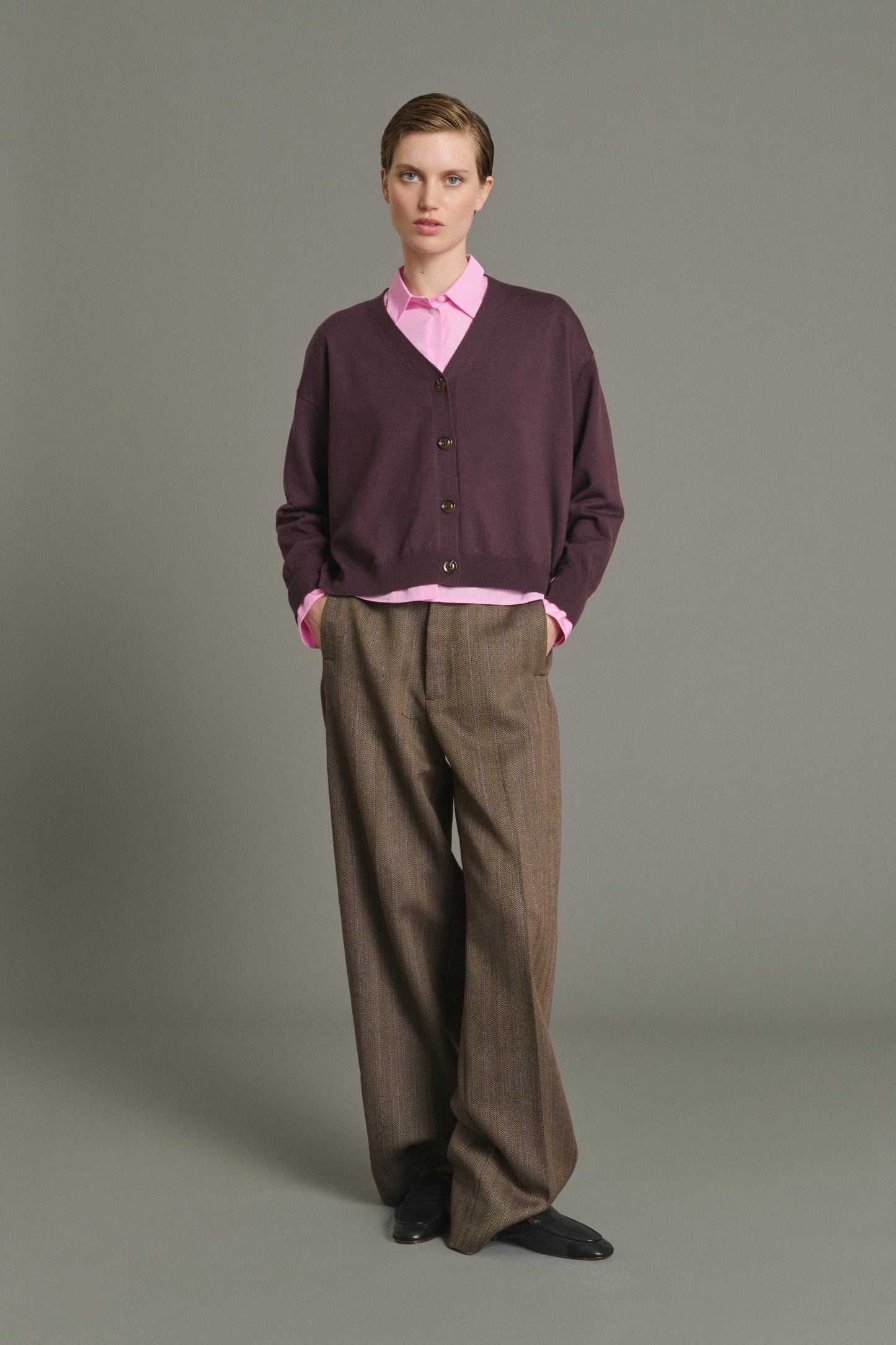 Cardigan Idem - Fig - Merino Wool - Women