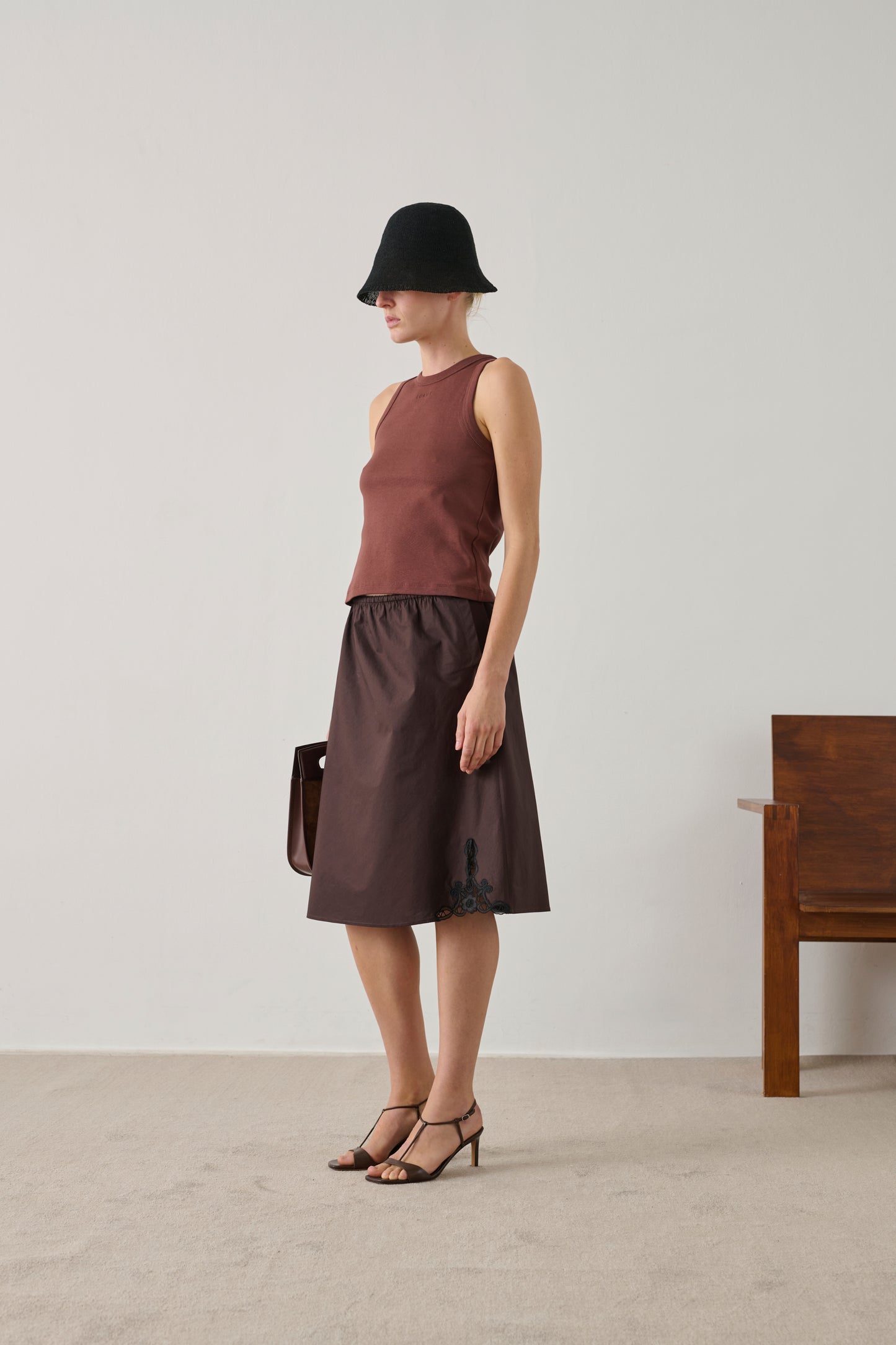 Skirt Houna - Dark Brown - Cotton - Women