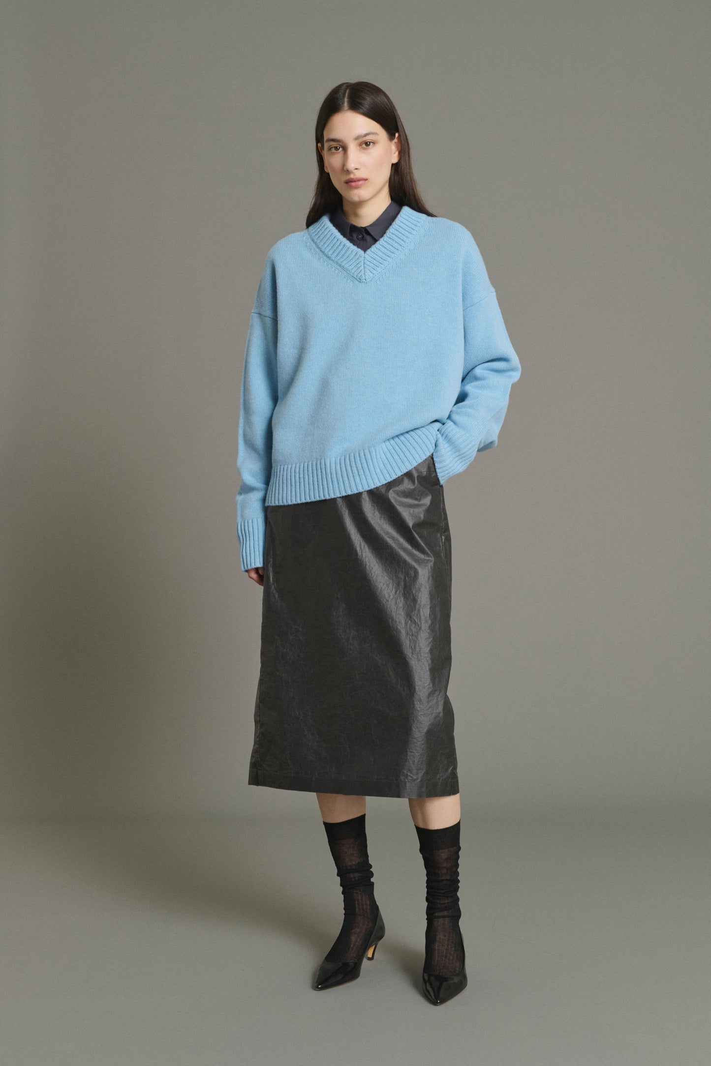 Julie Pullover - Light Blue - Merino Wool - Women