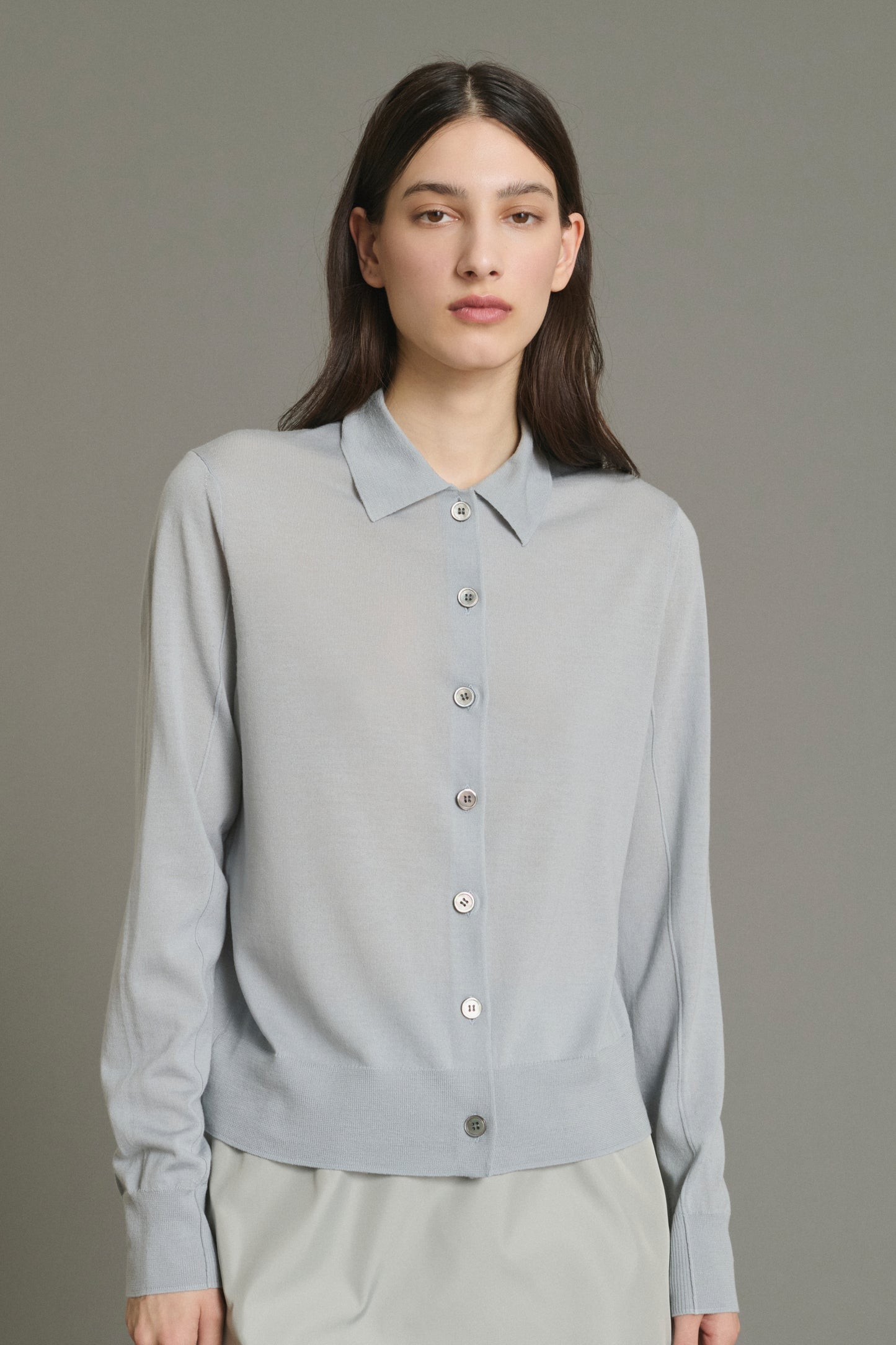 Hailey Cardigan - Pale Blue - Merino Wool - Women