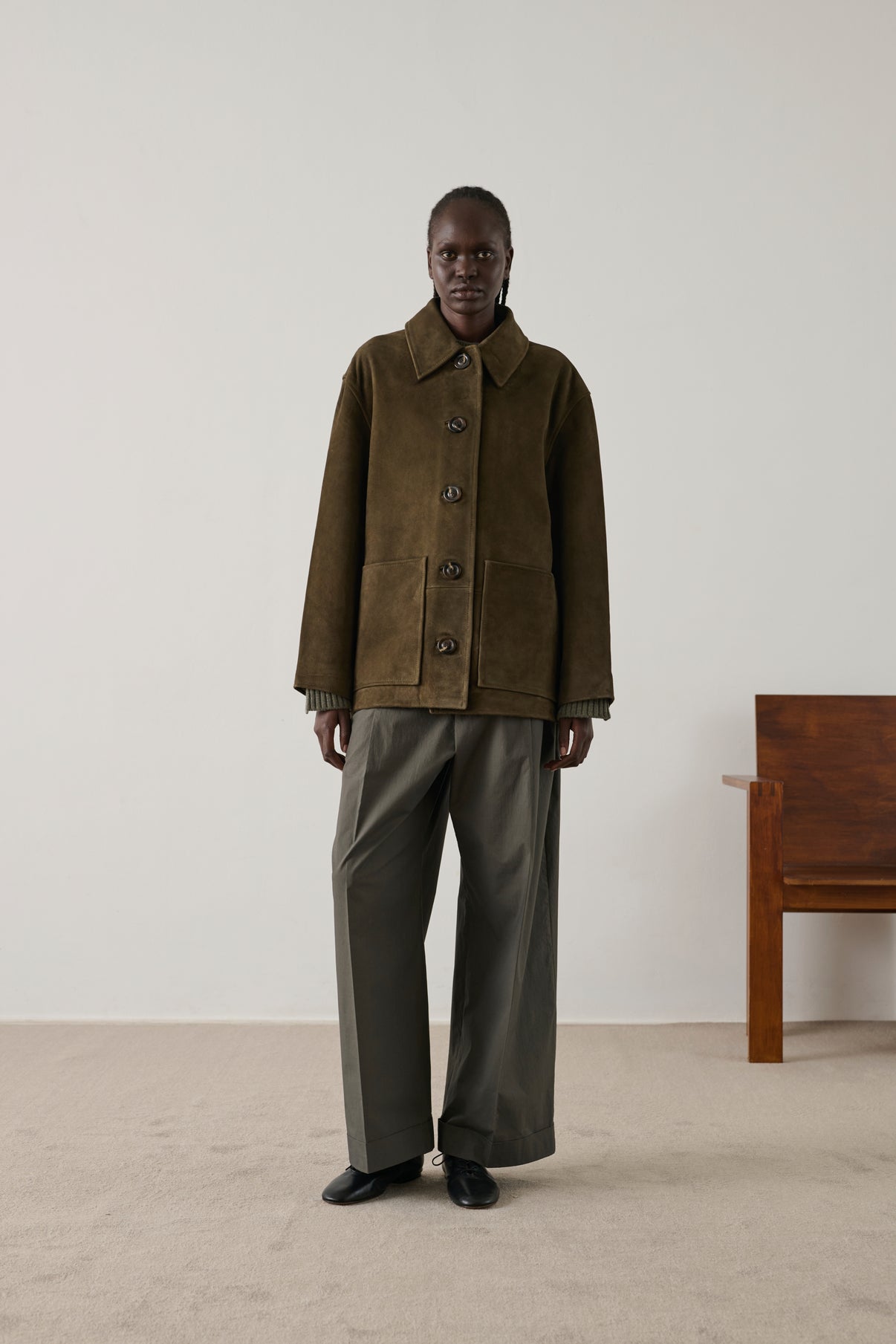 Veste Vincenzo - Kaki Foncé - Cuir - Femme vue 1
