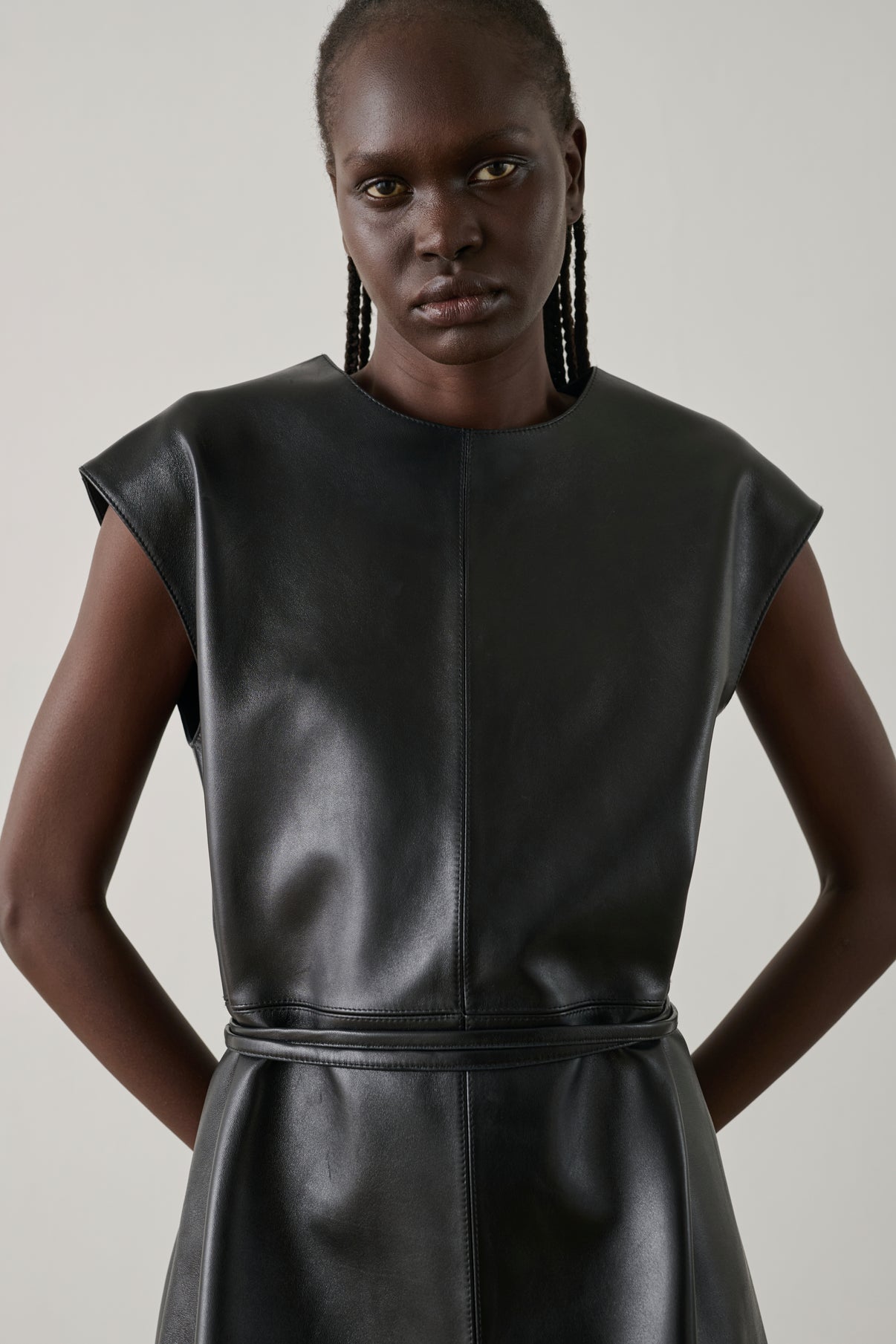 Sofia dress - Black - Leather - Women vue 3
