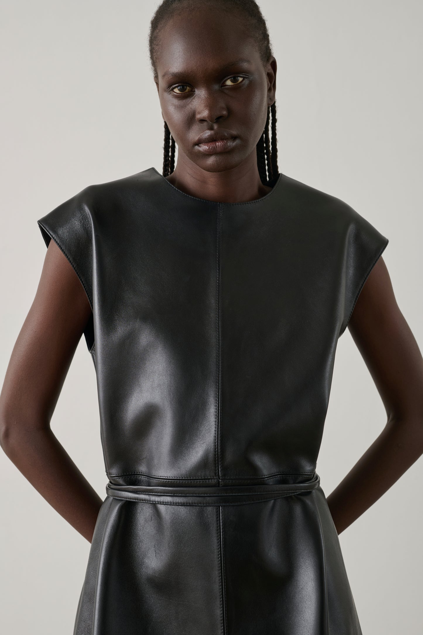 Sofia dress - Black - Leather - Women
