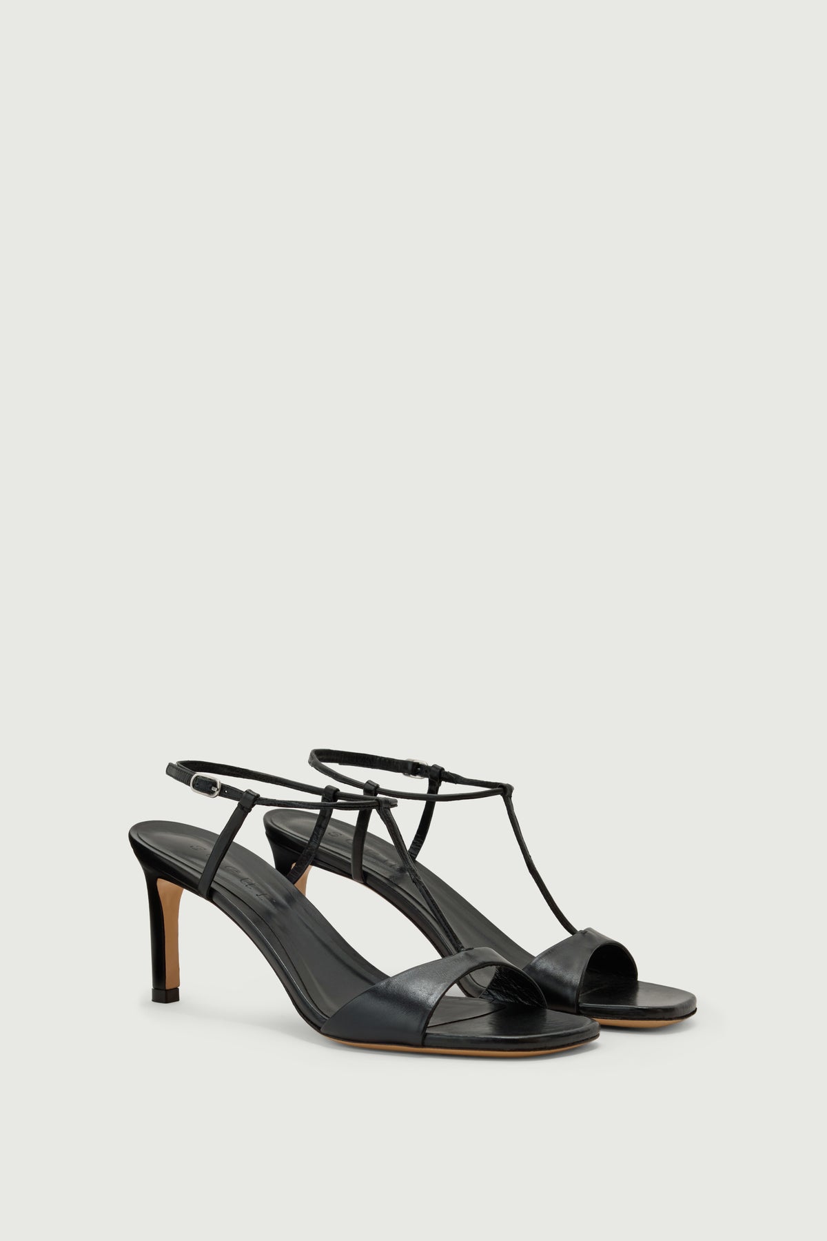 Cecilie sandals - Black Leather with Heel - Soeur